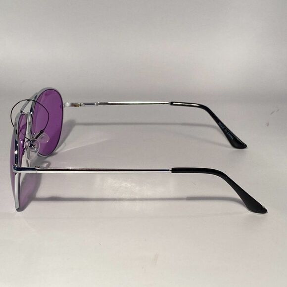 0800 Aviator Sunglasses Silver Frames Purple Lenses NWT - Picture 3 of 8